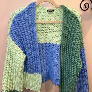 Wild Fable Blue/Multi Colored Knitted Sweater